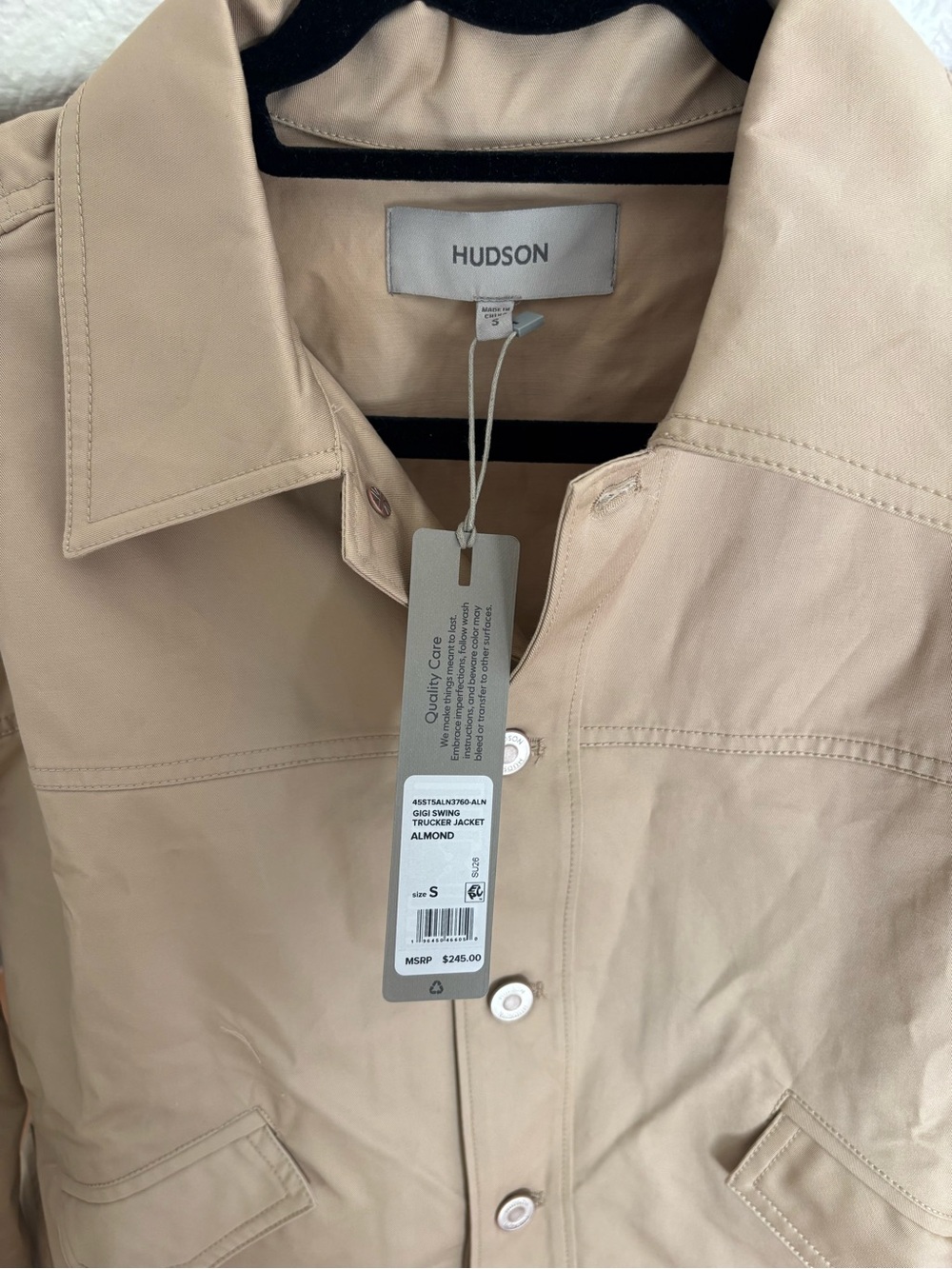 Hudson Jeans Gigi Swing Trucker Jacket NWT in Tan. Size small: Utility - Picture 6 of 7
